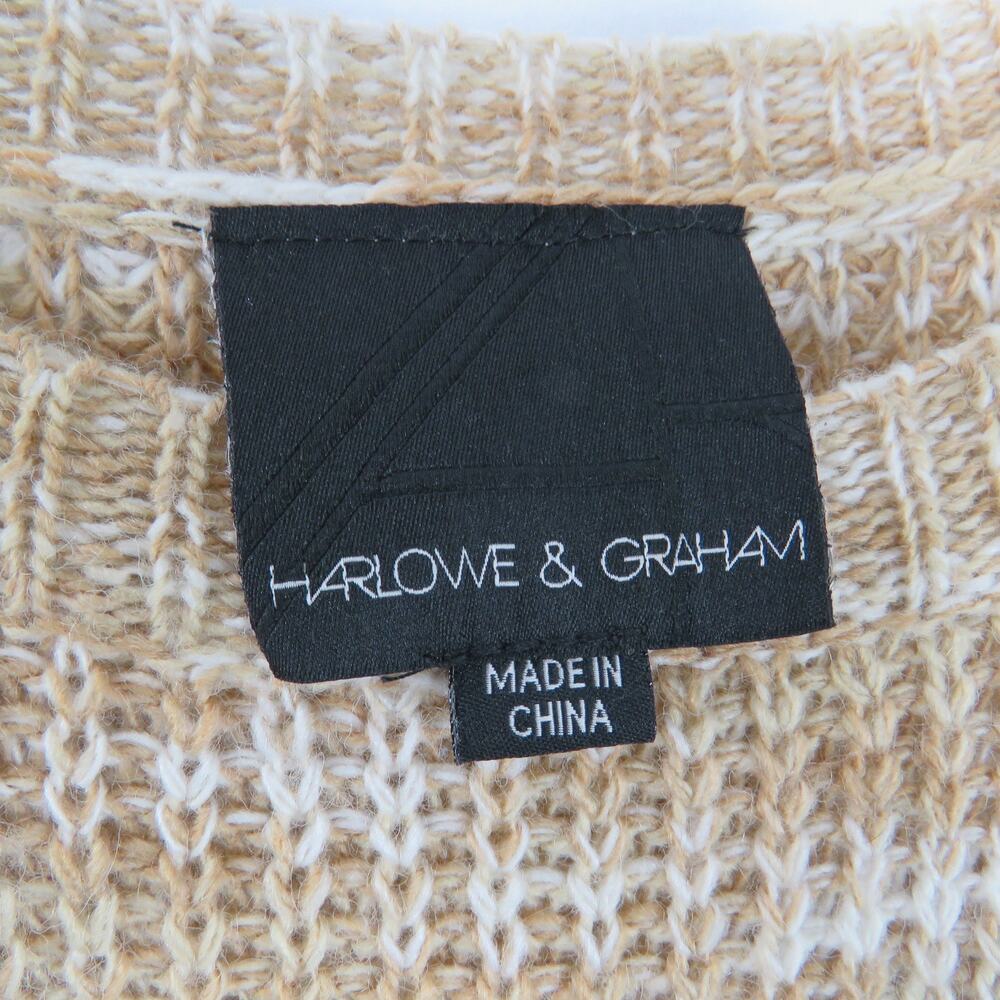 Anthropologie Harlowe & Graham Tan Crewneck High Low Knit Sweater Medium - Picture 3 of 6